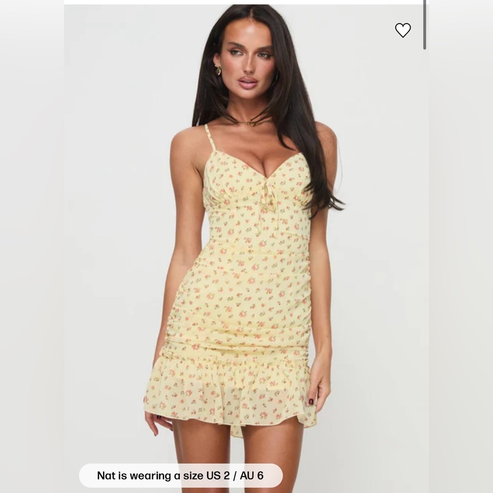 NWT princess polly Kyro mini dress yellow print size US 6